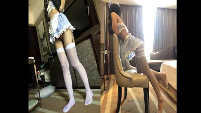 长腿白丝跪在凳子上操